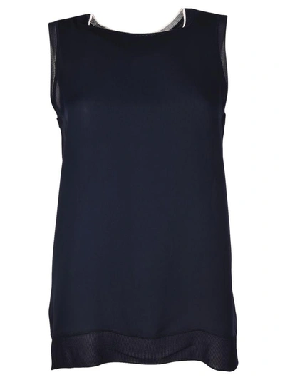 Theory Round Neck Tank Top In Navy-ivory