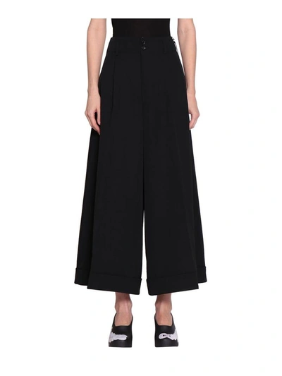 Comme Des Garçons Wool Cropped Pants In Nero