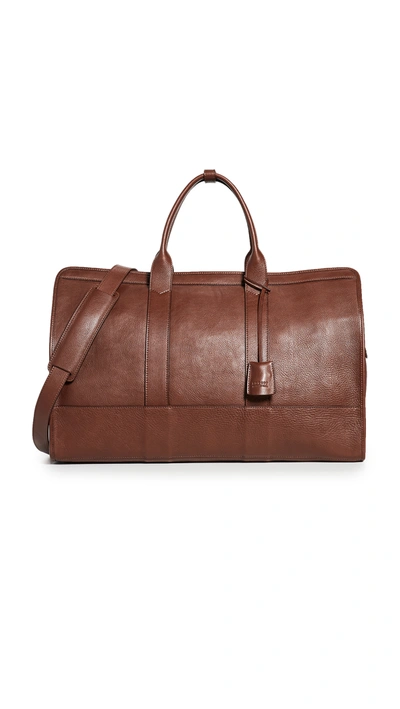 Lotuff Leather Duffle Travel Bag With Pocket In Chestnut