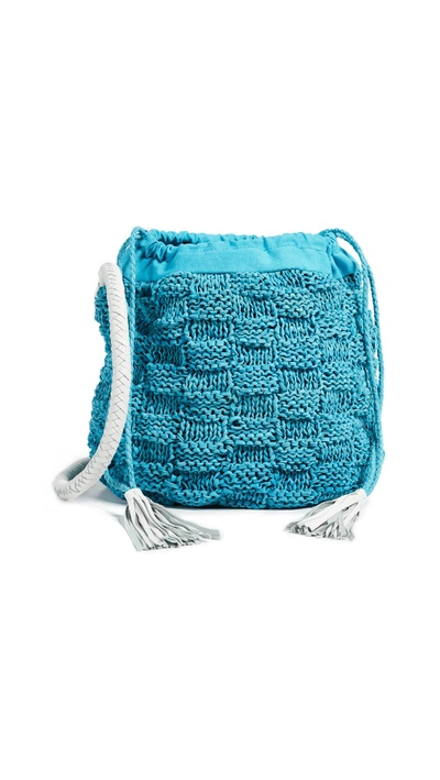 Sophie Anderson Portia Knit Leather Bucket Bag In Blue