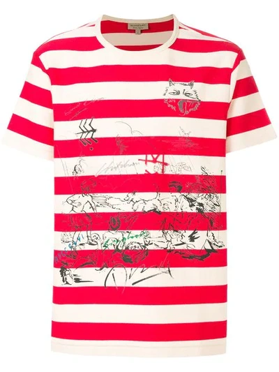 Burberry Fernbridge Striped Graphic T-shirt In Off White/parade Red