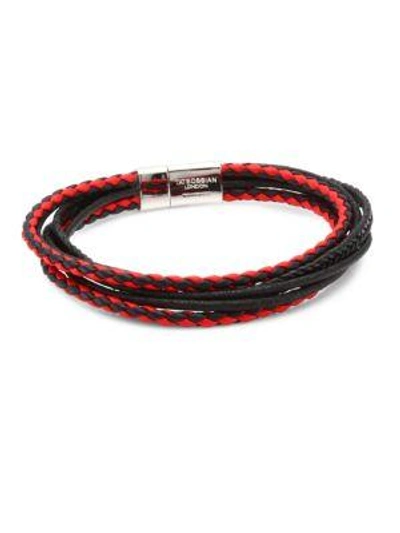 Tateossian Men's Cobra Silver & Leather Multi-strand Bracelet In Red