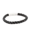 Tateossian Philip Silver And Leather Braided Bracelet In Black