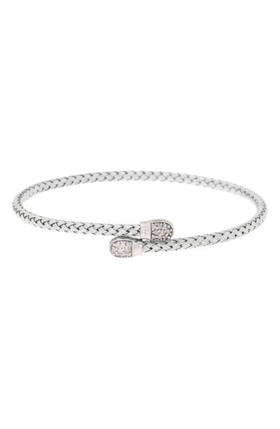 Meshmerise Woven Diamond Bangle Bracelet In White