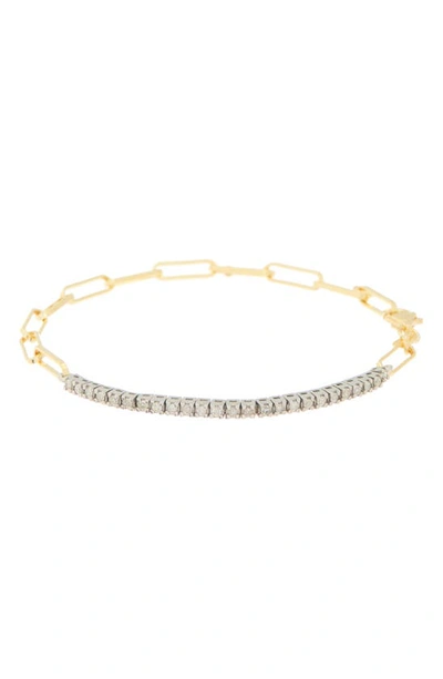 Meshmerise Diamond Paperclip Link Bangle Bracelet In Yellow