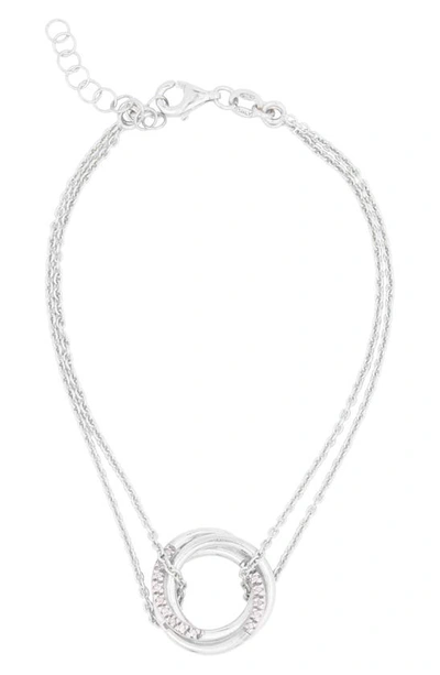 Meshmerise Double Ring Diamond Chain Bracelet In White