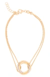 Meshmerise Double Ring Diamond Chain Bracelet In Rose