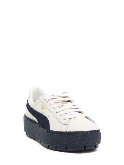 Puma Basket Creeper Sneakers In Bianco-blu