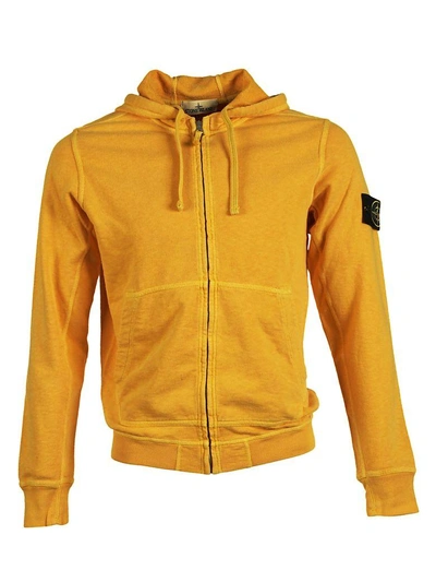 Stone Island Zip Front Hoodie In Giallo