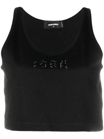 Dsquared2 Sleeveless Logo-embellished Crop Top In Multi-colored