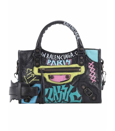 Balenciaga Black Multicolor Mini City Graffiti Bag