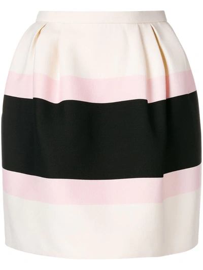 Valentino Striped Wool And Silk-blend Crepe Mini Skirt In Black