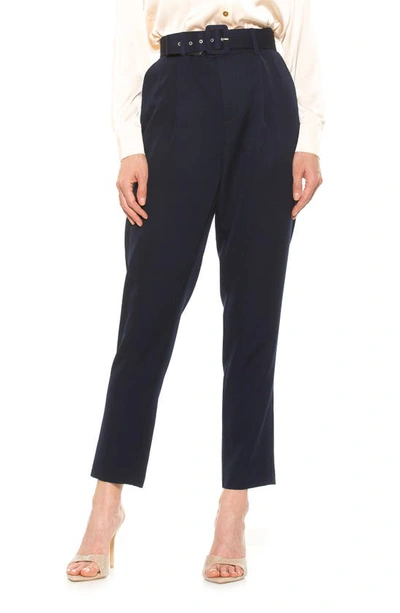Alexia Admor Zayna Belted Cigarette Pants In Navy