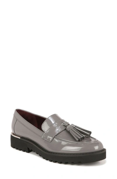 Franco Sarto Carolynn Lug Sole Loafers In Slate Grey Faux Patent