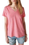 Lucky Brand Classic V-neck Cotton Blend T-shirt In Camellia Rose