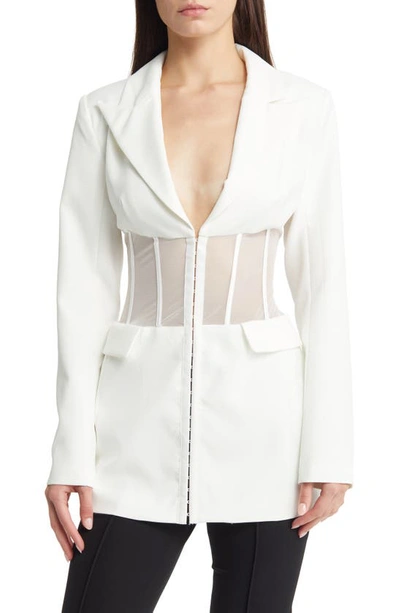 Azalea Wang Sheer Detail Blazer In White