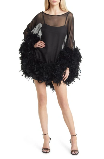 black goddess dress Desirae Sequin Feather Short Dress main image 0