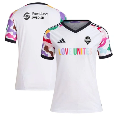 Adidas Originals Adidas White Seattle Sounders Fc 2023 Pride Pre-match Top