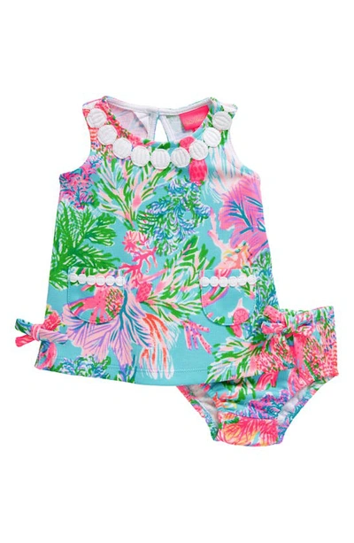 Lilly Pulitzer Babies' Lilly Knit Shift Dress & Bloomers In Celestial Blue Cay To My Heart
