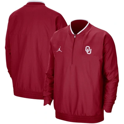 Jordan Brand Crimson Oklahoma Sooners 2021 Coach Half-zip Jacket