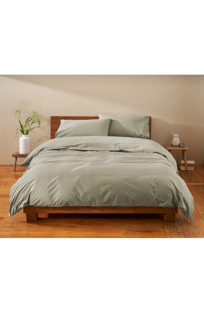 Coyuchi Crinkled Organic Cotton Percale Duvet Cover In Laurel