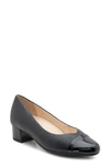 Ara Nanette Block Heel Pump In Black Calf / Black Patent Toe