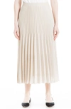 Max Studio Graduated Pleat Print Knee-length Midi Skirt In Solid Stone