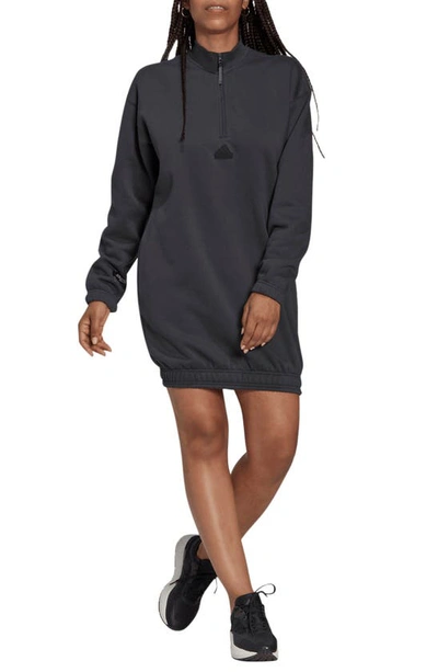 Adidas Sportswear Half Zip Sweater Dress In Carbon