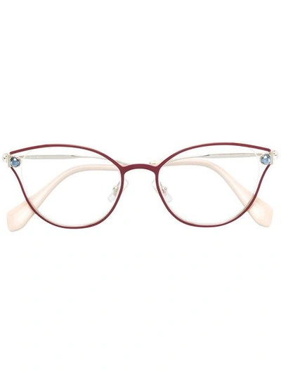 Miu Miu Pearl-embellished Cat-eye Glasses