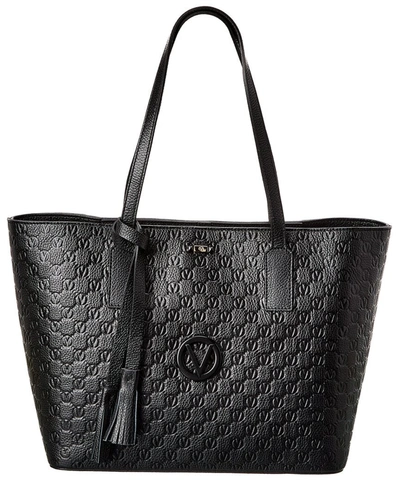 Valentino By Mario Valentino Soho Dollaro Monogram Leather Tote In Black