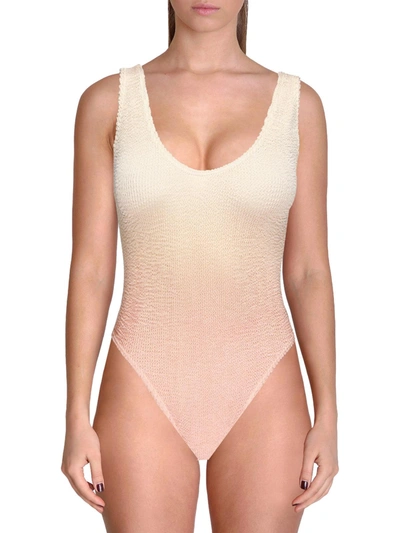 Bound By Bond-eye Mara Womens Ombre Open Back One-piece Swimsuit In Gold