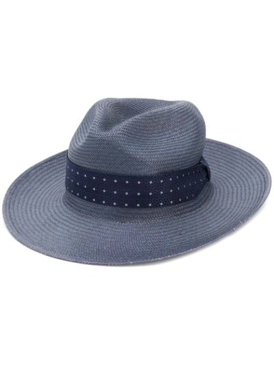 Fefè Glamour Pochette Fefè Woven Panama Hat - Blue