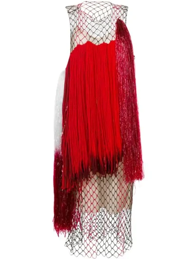 Calvin Klein 205w39nyc Dress With Mesh And Fringing In Red