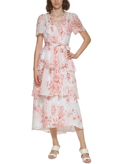 Calvin Klein Womens Tiered Long Maxi Dress In Pink | ModeSens