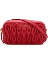 Miu Miu Matelassé Convertible Leather Belt Bag In Red