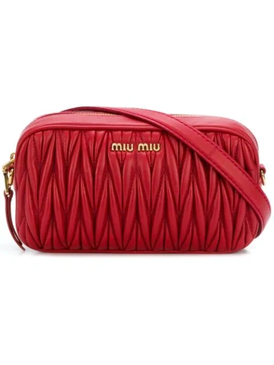 Miu Miu Matelassé Convertible Leather Belt Bag In Red