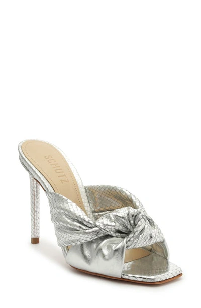 Schutz Mindy Slide Sandal In Silver