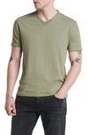 John Varvatos Miles Raw Edge Slub V-neck T-shirt In Lichen Green