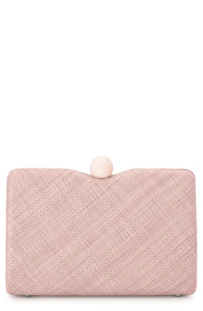 Olga Berg Cece Straw Woven Box Clutch In Blush