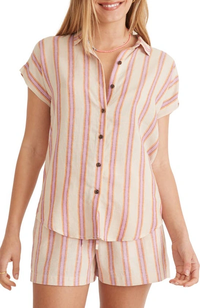 Marine Layer Dana Stripe Button-up Shirt In Pink Multi