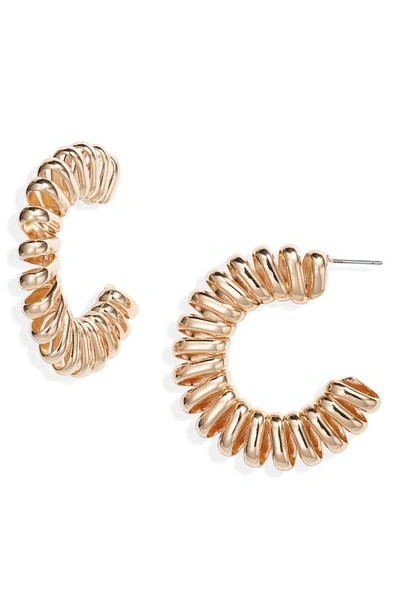 Open Edit Flattened Spiral Hoop Earrings In Gold