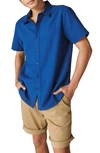 Lucky Brand Short Sleeve Seersucker Button-up Shirt In Blue