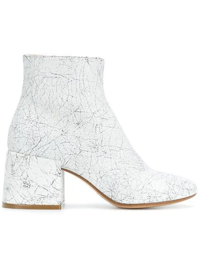 Mm6 Maison Margiela Crackle Effect Ankle Boots In White