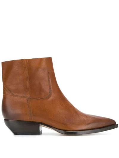 Saint Laurent Theo Boots In Brown