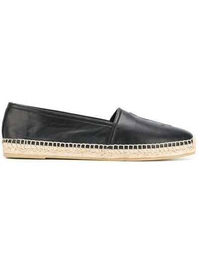 Saint Laurent Logo Embossed Espadrilles In Nero