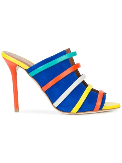 Malone Souliers Zoe Leather-trimmed Suede Mules In Multicolour