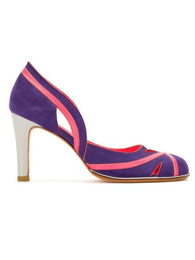 Sarah Chofakian Cut Out Pumps In Pink & Purple