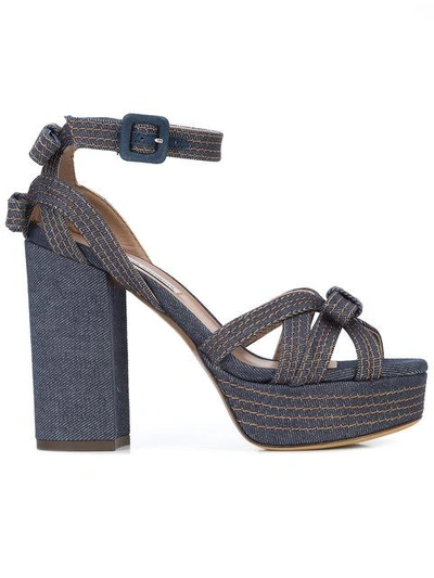 Tabitha Simmons Platform Bow Sandals In Blue