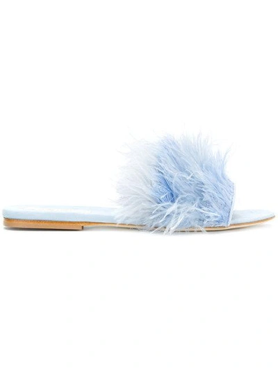 Polly Plume Feather Front Sandals - Blue