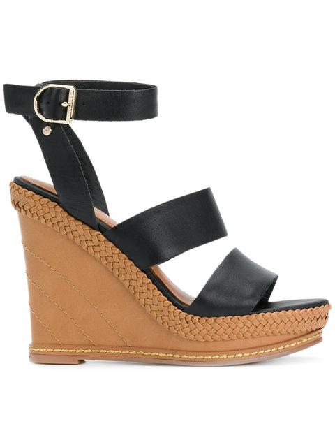 Tommy Hilfiger Strappy Wedge Sandals In Black | ModeSens